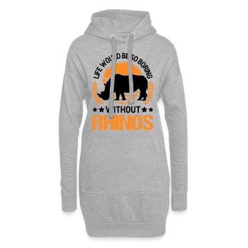 Life would be so boring without Rhinos Nashorn - Hoodie-Kleid - Grau meliert - Vorne