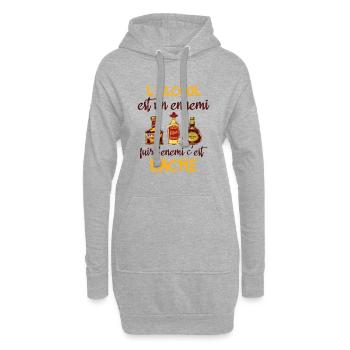 L'alcool est un ennemi - Sweat-shirt à capuche long Femme - gris chiné - Devant