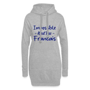 Impossible n est pas francais - Sweat-shirt à capuche long Femme - gris chiné - Devant
