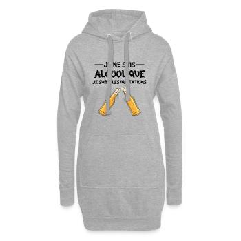 je ne suis pas alcoolique je subis les invitations - Sweat-shirt à capuche long Femme - gris chiné - Devant