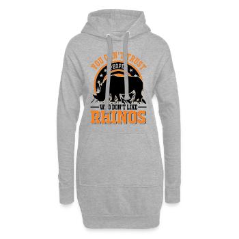 Rhinocéros Cadeau Rhinocéros - Sweat-shirt à capuche long Femme - gris chiné - Devant