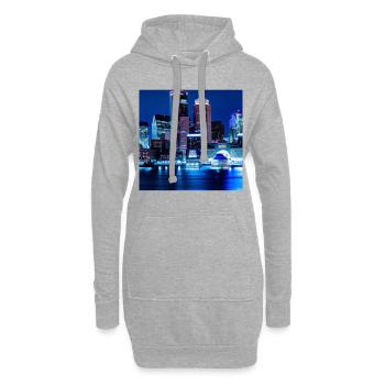 L’horizon de la grande ville la nuit - Sweat-shirt à capuche long Femme - gris chiné - Devant