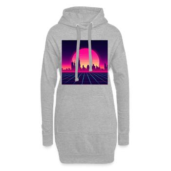 Style vague rétro avec coucher de soleil - Sweat-shirt à capuche long Femme - gris chiné - Devant