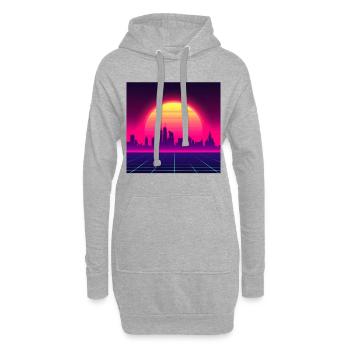 Style vague rétro avec coucher de soleil - Sweat-shirt à capuche long Femme - gris chiné - Devant