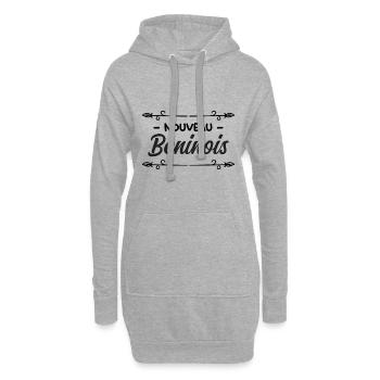 Nouveau Béninois - Idée cadeau bébé - Sweat-shirt à capuche long Femme - gris chiné - Devant