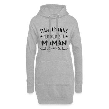désolé les filles mon cœur est à maman - Sweat-shirt à capuche long Femme - gris chiné - Devant