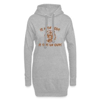 Je suis un ours - Sweat-shirt à capuche long Femme - gris chiné - Devant