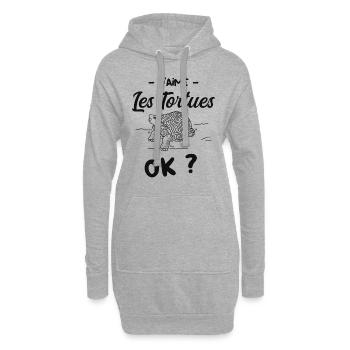 Oui Les Tortues je les Aime - Sweat-shirt à capuche long Femme - gris chiné - Devant