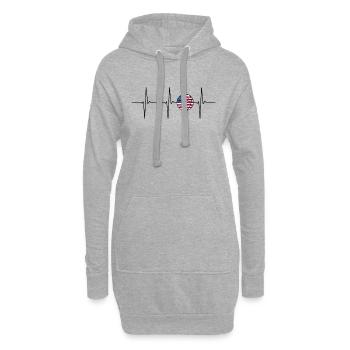 Basketball EKG Herzsschlag USA - Hoodie-Kleid - Grau meliert - Vorne