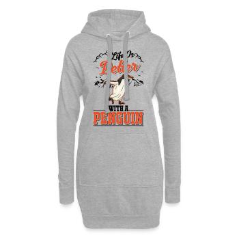 Life is better with a Penguin Pinguin - Hoodie-Kleid - Grau meliert - Vorne
