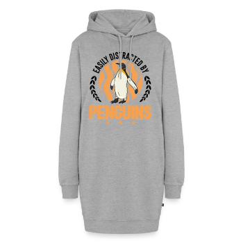 Easily distracted by Penguins Pinguin - Hoodie-Kleid - Grau meliert - Vorne