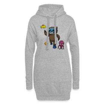 Scuba Diving Faultier Faul Tier Tauchen I Geschenk - Hoodie-Kleid - Grau meliert - Vorne