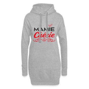Mamie chérie - Sweat-shirt à capuche long Femme - gris chiné - Devant