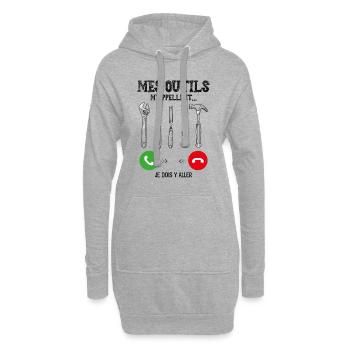 Mes outils M'appellent je dois y'aller - Sweat-shirt à capuche long Femme - gris chiné - Devant