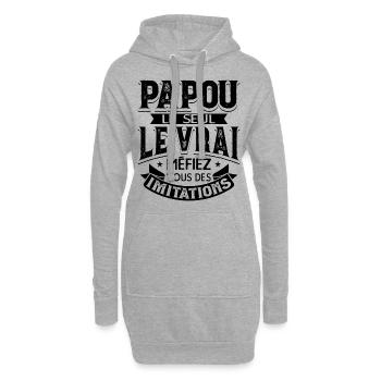 Papou Fete Des Grand Père Papy - Sweat-shirt à capuche long Femme - gris chiné - Devant