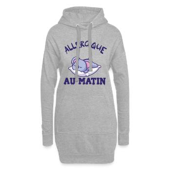 allergique au matin - Sweat-shirt à capuche long Femme - gris chiné - Devant