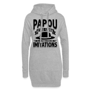 Papou Fete Des Grand Père Papy - Sweat-shirt à capuche long Femme - gris chiné - Devant