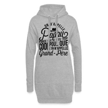 Papou Fete Des Grand Pères Papy - Sweat-shirt à capuche long Femme - gris chiné - Devant