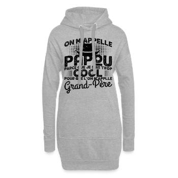 Papou Fete Des Grand Pères Papy - Sweat-shirt à capuche long Femme - gris chiné - Devant