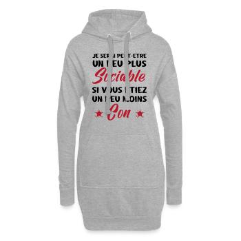 Je Serais Peut Être Un Peu Plus Sociable - Sweat-shirt à capuche long Femme - gris chiné - Devant
