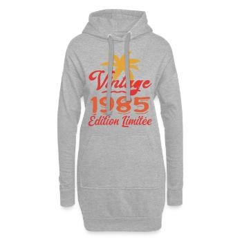 Cassette vintage 1985 - Sweat-shirt à capuche long Femme - gris chiné - Devant