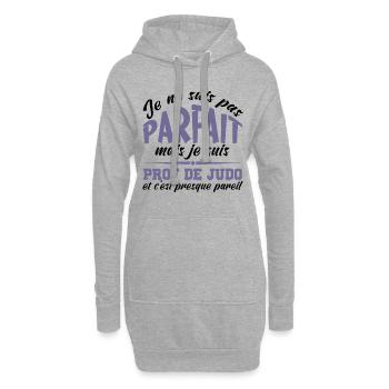 Je ne suis pas parfait mais prof de judo - Sweat-shirt à capuche long Femme - gris chiné - Devant