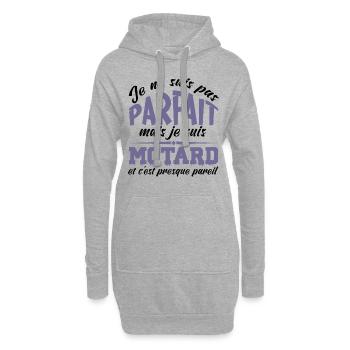 Je ne suis pas parfait mais je suis motard - Sweat-shirt à capuche long Femme - gris chiné - Devant