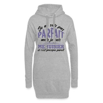 Je ne suis pas parfait mais je suis Menuisier - Sweat-shirt à capuche long Femme - gris chiné - Devant