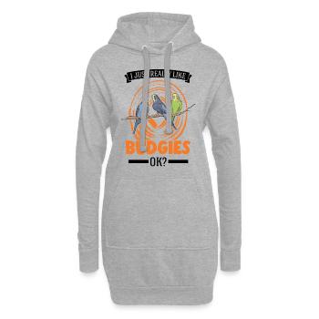J’aime beaucoup les perruches perruches perruches perruches - Sweat-shirt à capuche long Femme - gris chiné - Devant