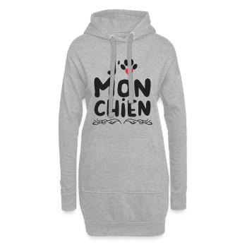 J aime mon chien - Sweat-shirt à capuche long Femme - gris chiné - Devant