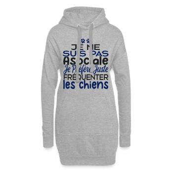 Je préfère juste fréquenter les chiens - Sweat-shirt à capuche long Femme - gris chiné - Devant