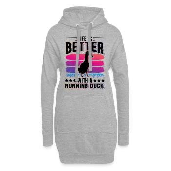 La vie est meilleure avec un Running Duck Laufente - Sweat-shirt à capuche long Femme - gris chiné - Devant