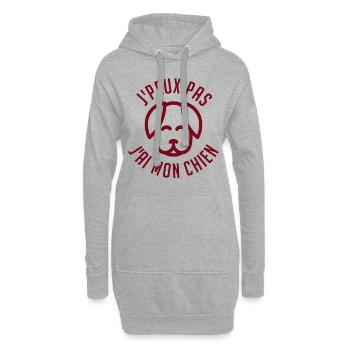 j'Peux pas j'ai mon chien - Sweat-shirt à capuche long Femme - gris chiné - Devant