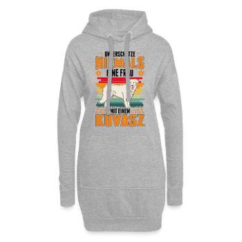 Kuvasz Besitzerin Ungarischer Kuvasz Frau - Hoodie-Kleid - Grau meliert - Vorne