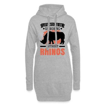 Life would be so boring without Rhinos Nashorn - Hoodie-Kleid - Grau meliert - Vorne