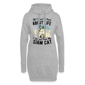 Siamkatze Siam Cat Siamesische Katze - Hoodie-Kleid - Grau meliert - Vorne