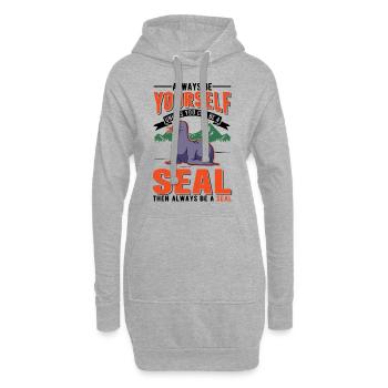 Seal Cadeau Phoque Lion de Mer - Sweat-shirt à capuche long Femme - gris chiné - Devant