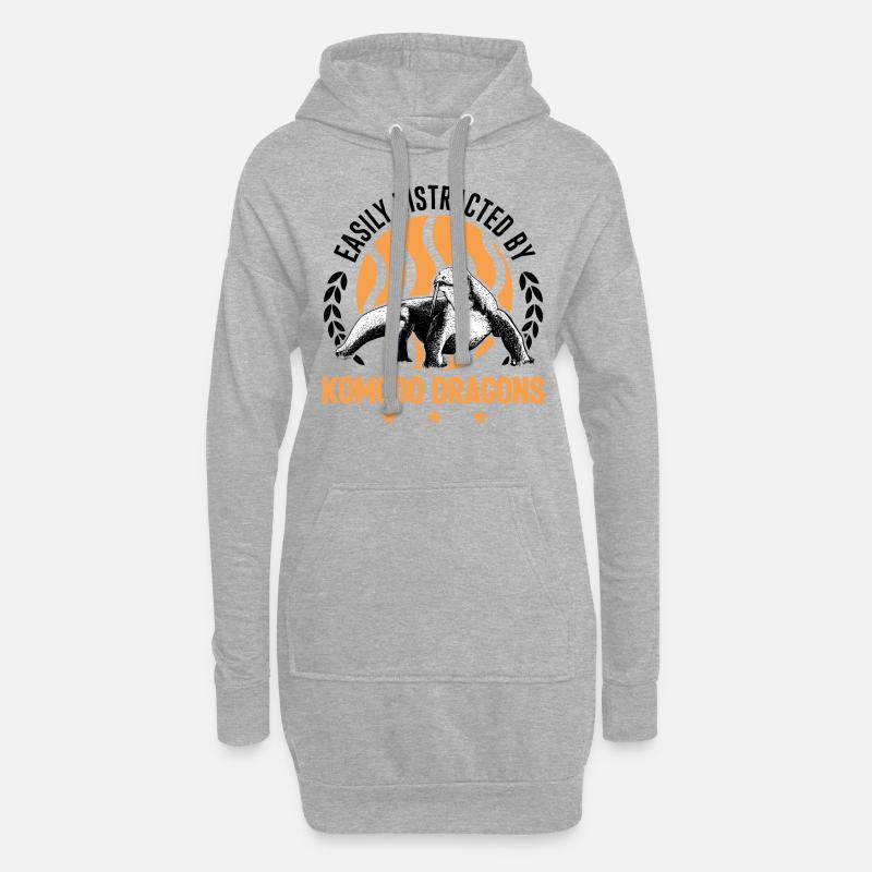 Easily distracted by Komodo Dragons Waran - Hoodie-Kleid - Grau meliert