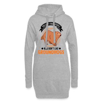 Murmeltier Groundhog Marmot Waldmurmeltier - Hoodie-Kleid - Grau meliert - Vorne