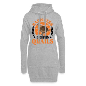 Le bonheur, c’est d’être avec Cailles Caille - Sweat-shirt à capuche long Femme - gris chiné - Devant