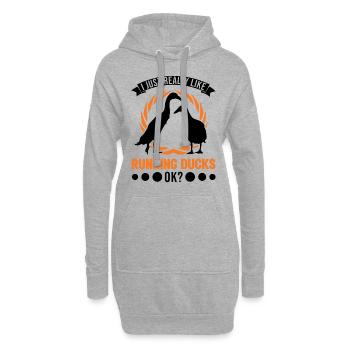 J’aime beaucoup Running Ducks, ok Laufente - Sweat-shirt à capuche long Femme - gris chiné - Devant