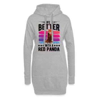 La vie est meilleure avec un panda roux roter panda - Sweat-shirt à capuche long Femme - gris chiné - Devant