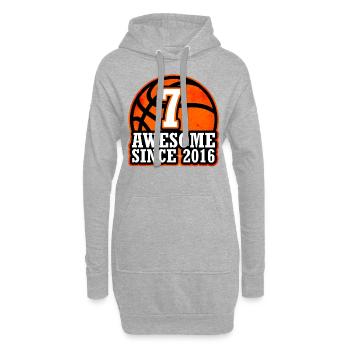 Basketball Geburtstag 7 Jahre Alt - Hoodie-Kleid - Grau meliert - Vorne