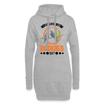 J’aime beaucoup les perruches perruches perruches perruches - Sweat-shirt à capuche long Femme - gris chiné - Devant