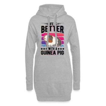 La vie est meilleure avec un cochon d’Inde Meerschweinchen - Sweat-shirt à capuche long Femme - gris chiné - Devant
