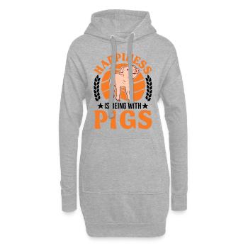 SchweineHappiness is being with Pigs - Hoodie-Kleid - Grau meliert - Vorne