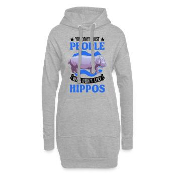 Nilpferd Liebhaber Hippo Flusspferd - Hoodie-Kleid - Grau meliert - Vorne