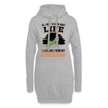 Gottesanbeterin Mantis Fangschrecke - Hoodie-Kleid - Grau meliert - Vorne