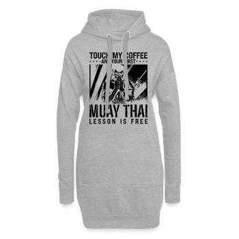 Touch My Coffee Muay Thai Fighter Thai Boxing - Hoodie-Kleid - Grau meliert - Vorne