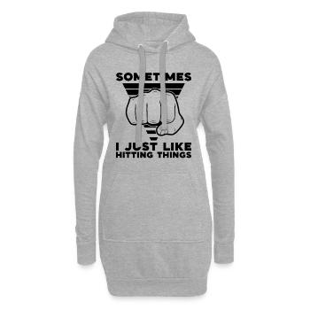 Muay Thai Fighter Sometimes I Just Like Hitting - Hoodie-Kleid - Grau meliert - Vorne